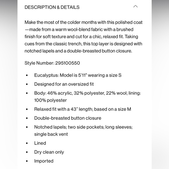 club monaco Double-Breasted Textured Relaxed Coat large - Picture 3 of 9